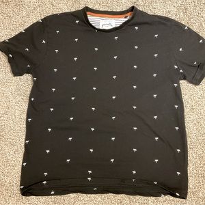 Denim & Flower T-Shirt w/ palm trees, black & white, size Medium, EUC